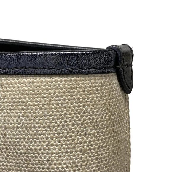 Auth SAINT LAURENT PARIS Teddy 551595 Cream Black Linen Canvas Leather Tote Bag - Picture 14 of 16